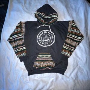 Ecuador Black Multicolor Patterned Hoodie